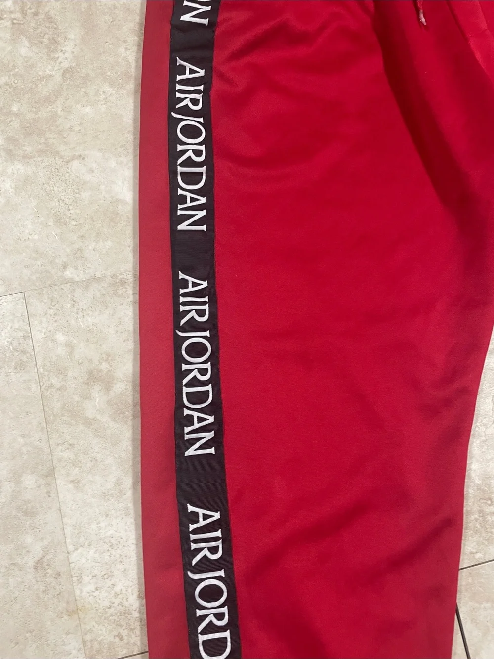 Jordan mens Red Track Joggers with Black Side Logo Tape XL